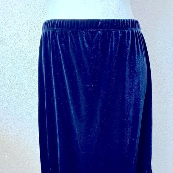 Susan Graver Blue Velour Skirt Elastic Waist Godet  QVC Grandmacore Y2K Size S - Picture 3 of 10